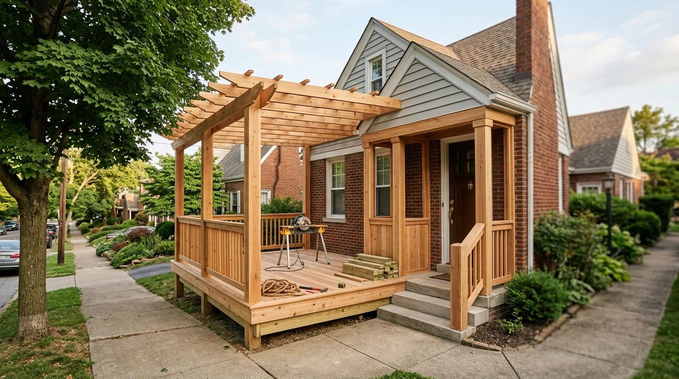 Carpenter installing trim inside a home in Louisville, Kentucky