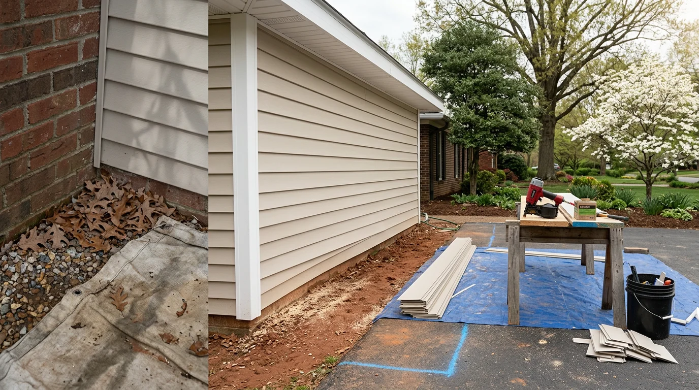 A newly installed wood privacy fence along the backyard of a residential home in Louisville, Kentucky, with green grass and a clear blue sky. The fence posts are set straight and evenly spaced, showing clean construction on a flat suburban lot.